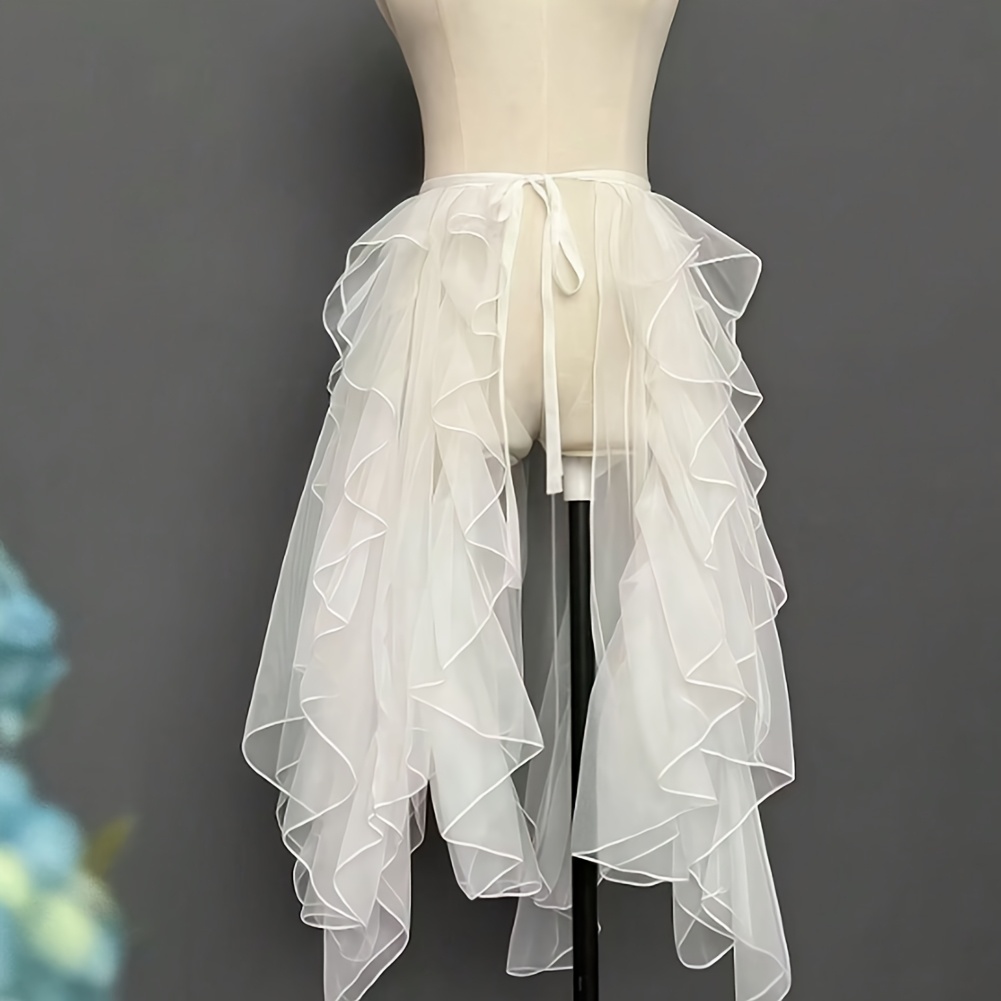 TEMU 1pc White And Black Irregular High-low Tailcoat; Irregular Mermaid Performance Dress; Irregular Puffy Dress; Flowing Dance Outfit; Cosplay
