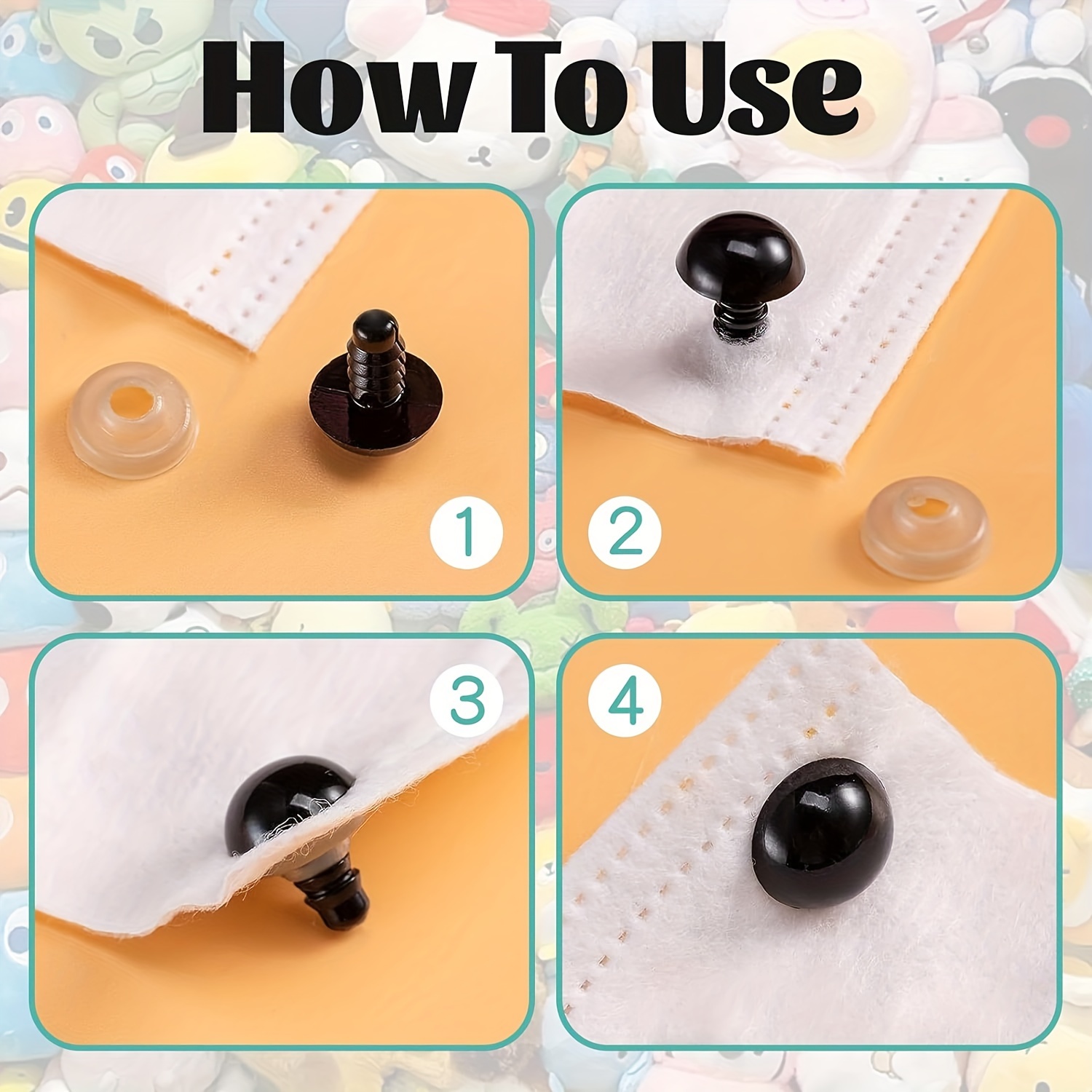 1000pcs/200pcs/100pcs Colorful Safe Eyes and Noses Crochet, Black Plastic Safety Eye, Pad Circle, Plush Animal Handmade Doll Eyes, DIY Accessories, Amigurumi's Safety Eye, Various Sizes