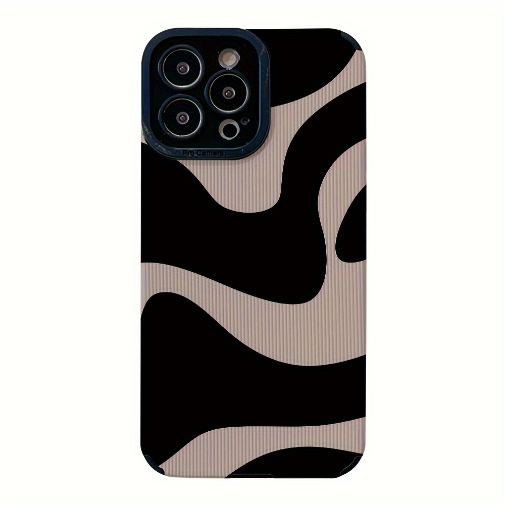 

Black And White Liquefied Striped Tpu Pattern Suitable For Iphone15promax Mobile Phone Case Iphone14/13p/12/11/7/8p/x/xr/xsmax Silicone Anti-fall All-round Protective Cover High-looking Hot Model