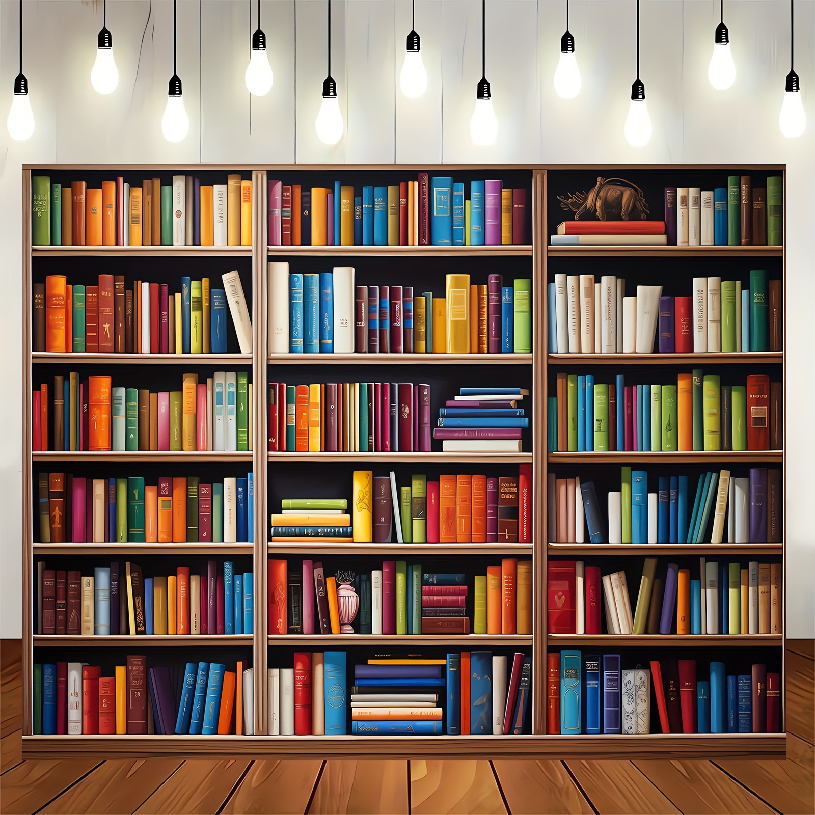 Bookshelf Polyester Photography Backdrop School Library - Temu