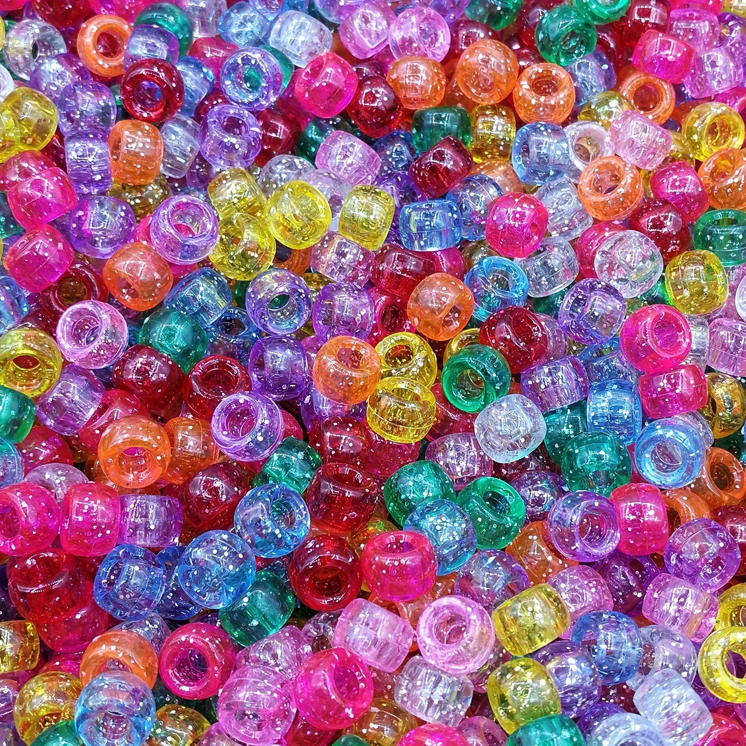 E-shop 500 Stück 6X9mm Sortierte Glitzer Transparente Gemischte Pony Perlen - Bastel- und Schmuckzubehör