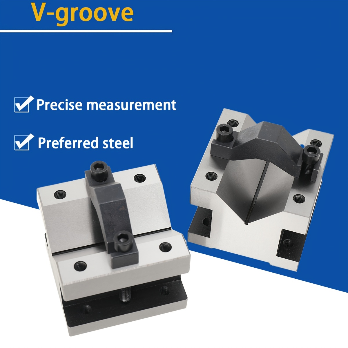 Image of 1 Pair Of Prism Blocks With Clamping Bracket, 8 Mm-70mm Precision Angle Prism, Angle Prisms, 2 Prisms V-90° V-clamping Blocks, 105 X 105 X 78mm