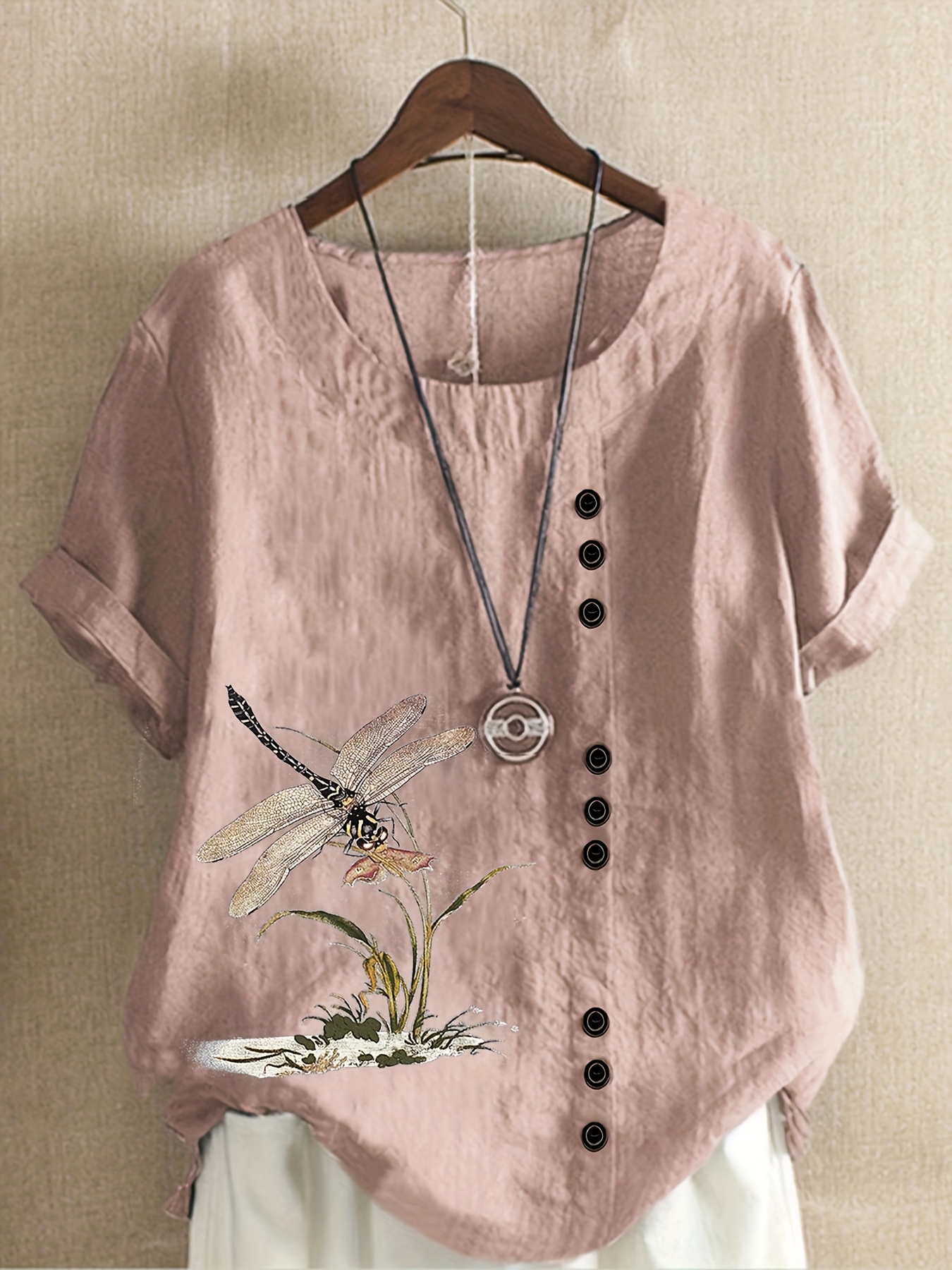 blusa casual donna taglie forti a maniche corte stampa Temu Italy