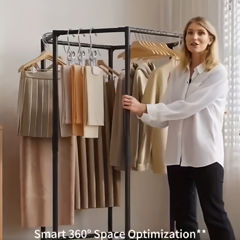 TEMU [space-saving And Heavy-duty Hexagonal Clothes Drying Rack] Mobile Type, With A Load-bearing Capacity Of 260 - Sturdy Metal/plastic Frame,