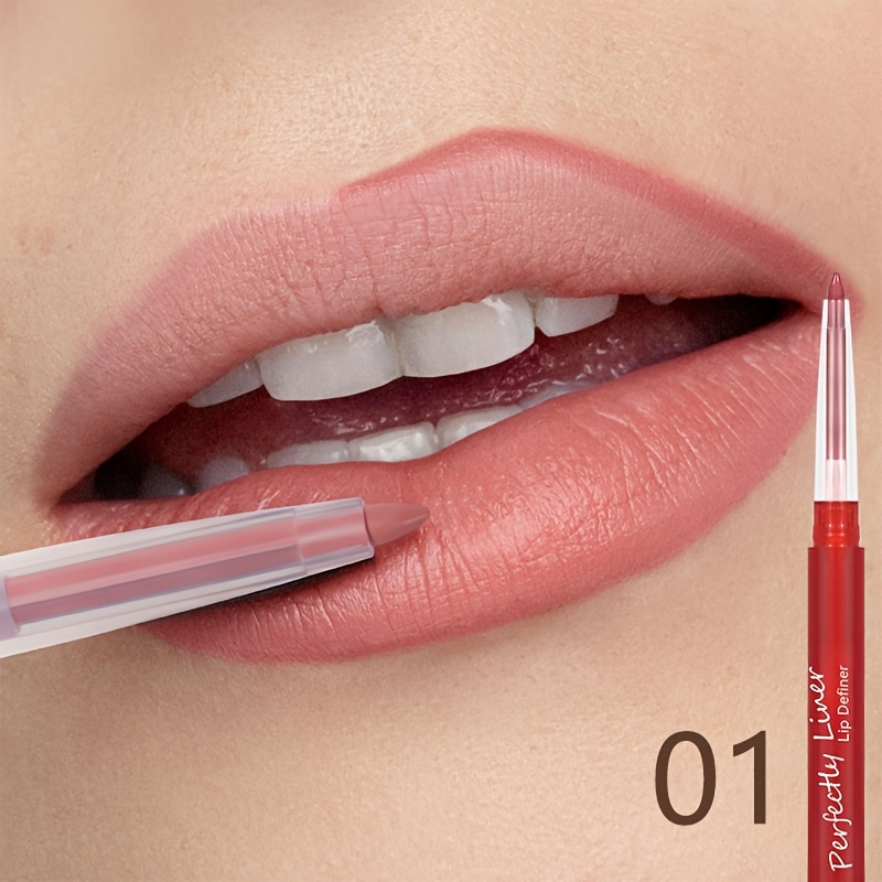 Image of 2-in-1 Lip Liner Waterproof Long-lasting Matte Lipstick Pencil Nude Pink Purple Lips Outline Makeup Lip Tint Line Cosmetic