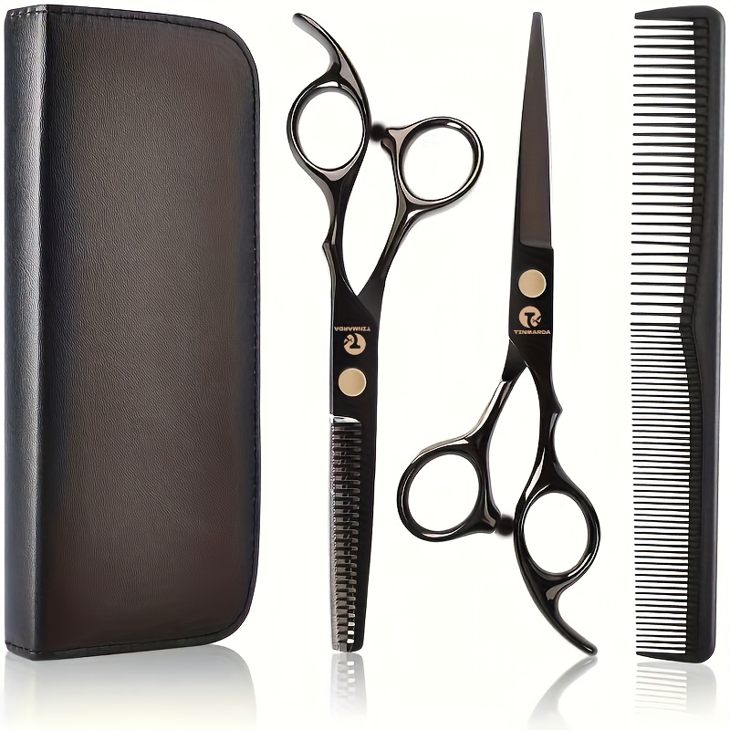 Image of Hair Cutting Scissors Shears Set, Professional Hairdressing Scissors Kit (hair Beard Trimming Shaping Grooming Thinning Shears) For Men Women Salon Barber Cutting Kit