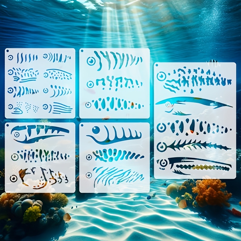 E-shop 5-fach wiederverwendbare Köder-Schablonen | Vorlagen für kleine, mittlere große Köder, ideal für Malerei, Basteln, Scrapbooking, Wanddekoration,