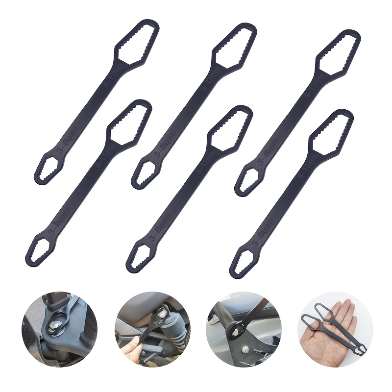 TEMU 6pcs Heavy-duty Self-tightening Torx Wrench Set - Adjustable Double-ended Pocket Wrench With Portable Handle & Self-tightening Mechanism,