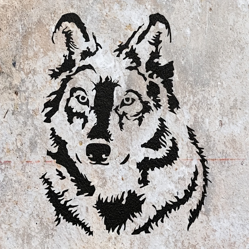 E-shop Großes Wolfsgesicht-Schablone, geeignet für DIY-Bastelprojekte - 21,0*29,7 cm wiederverwendbare Vorlage zum Malen auf Leinwand, Wänden, Möbeln