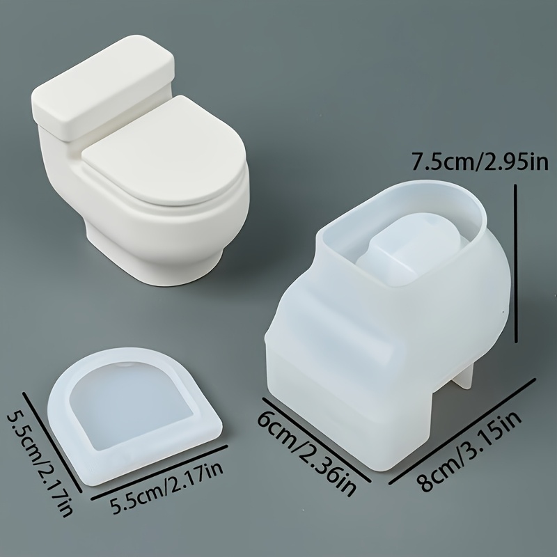 Image of Resin Silicone Mold - Toilet-shaped Candle Jar With Lid, Handmade Gypsum Concrete Casting Fun Craft Storage Box Epoxy Resin Mold For Home Decoration