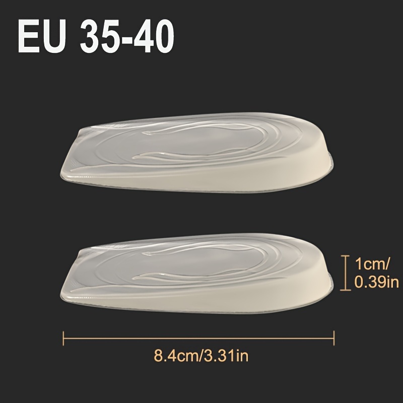Image of 1 Pair Silicone Height Increasing Insoles Wear-resistant Shock-absorbing Comfortable Non-deformable Height Half-sole Washable Reusable Suitable For Casual Shoes Sneakers Athletic Shoes Boots