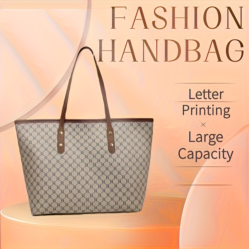 

Tote Bag Letter - Shoulder Handbag , Zip , Lined