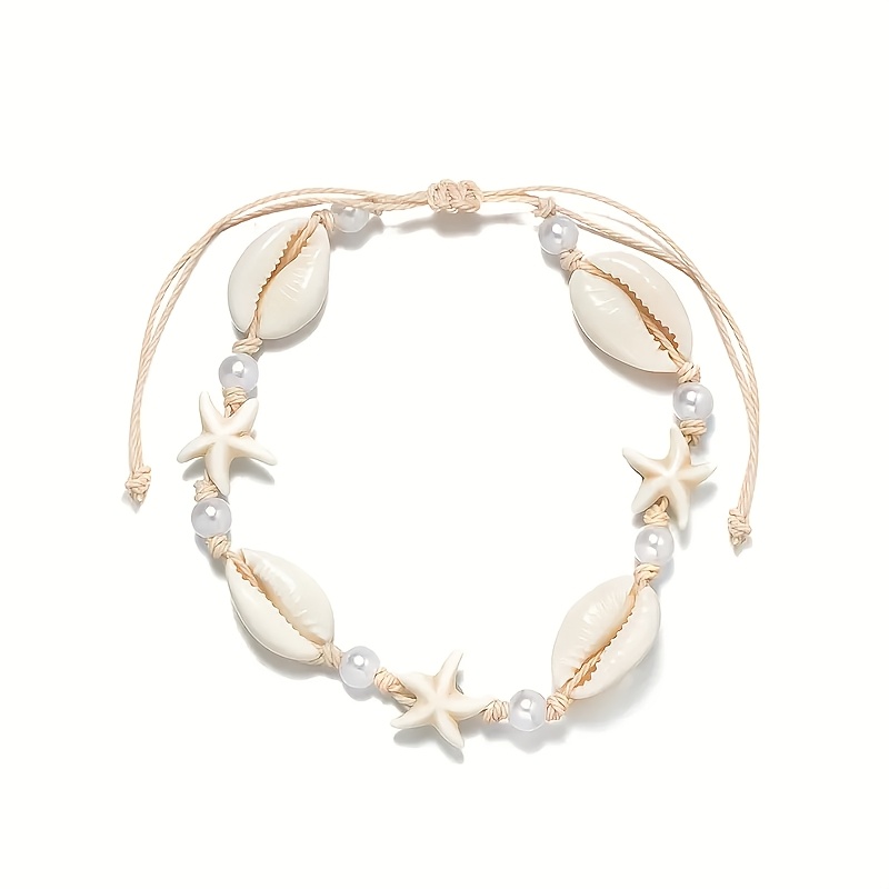 Adjustable Women's Seashell & Starfish Anklet