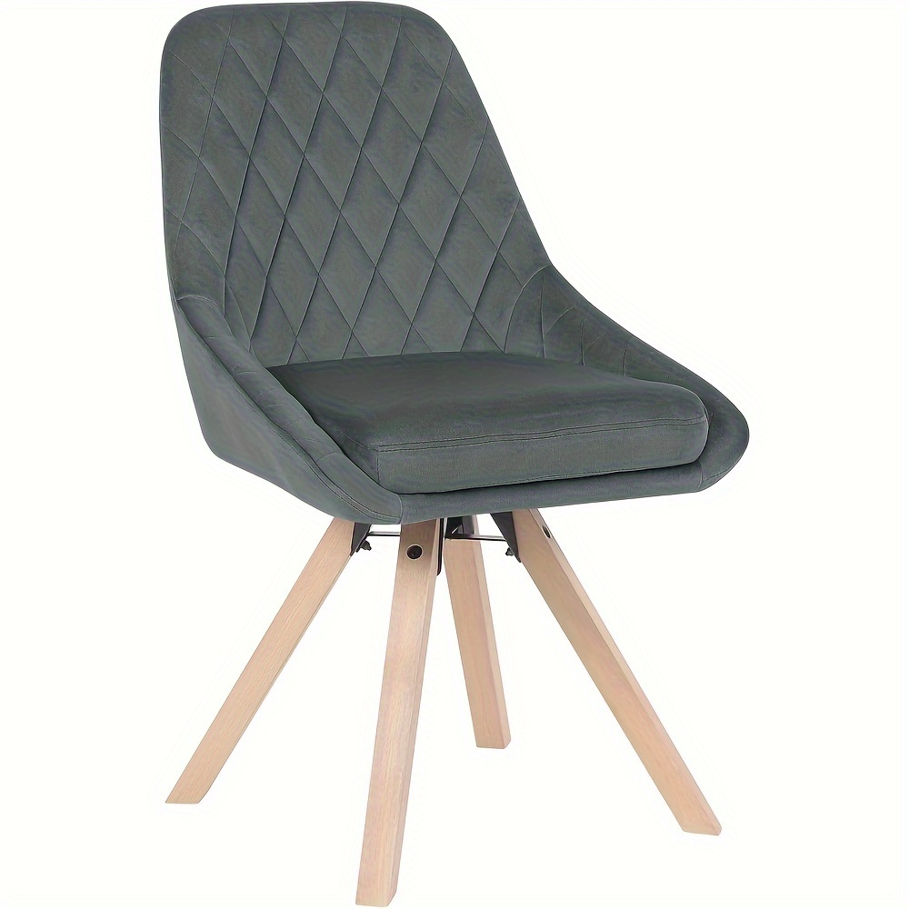 Image of Swivel Dining Chair Kitchen Chair Upholstered Chair With Velvet Cover Living Room Chair Wood Legs Black
