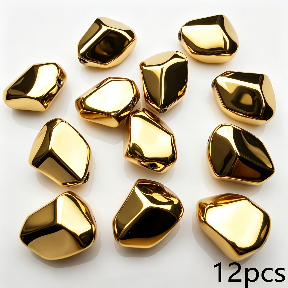 TEMU Perline -luminose a forma irregolare da 12 X 16 mm con foro dritto, colori misti casuali iridescenti, fai da te, perline sciolte, perline di ,