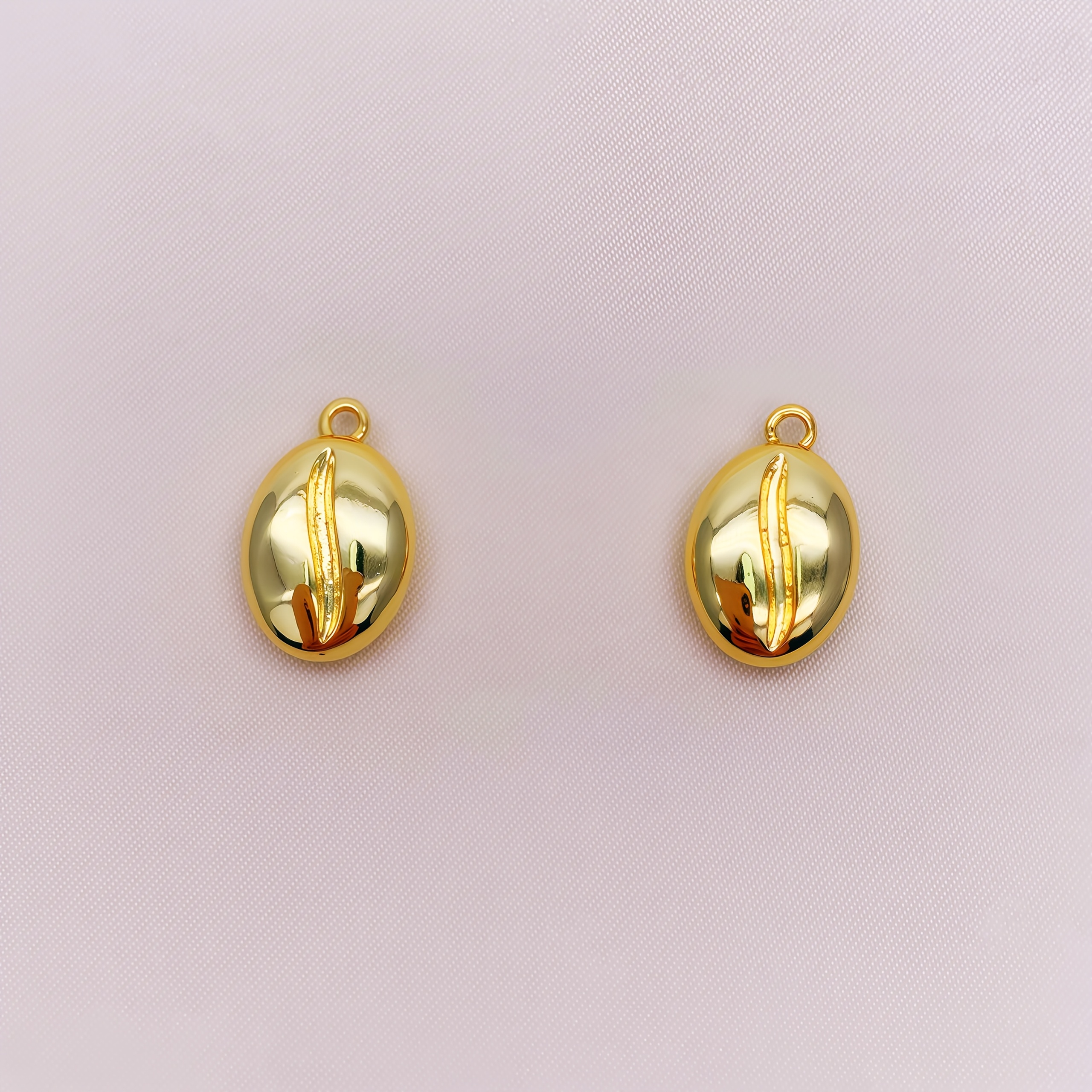 E-shop 2er Set, 18K vergoldenet, Kaffeebohnen-Verzierungen, handgefertigte Armbänder, Ohrringe, -Perlenornamente, Schlüsselanhänger, ovale Anhänger,