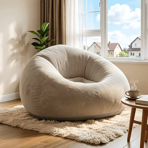 large thick inflatable bean bag chair spherical design outdoor camping chair foldable nap lounger comfortable backrest and armrest seat essential for travel vacation and camping easy to carry