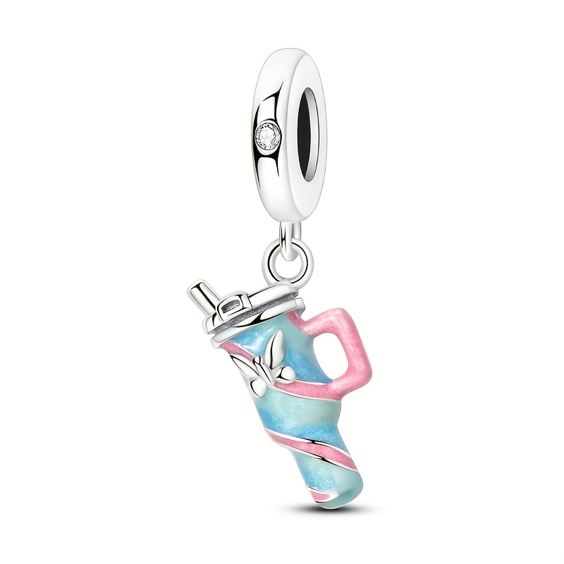 E-shop 925 Silber Plattierte Bunte Isolierte Tasse Anhänger Charme Geeignet für Original Schlangenknochen Armband, Damen Alltagskleidung