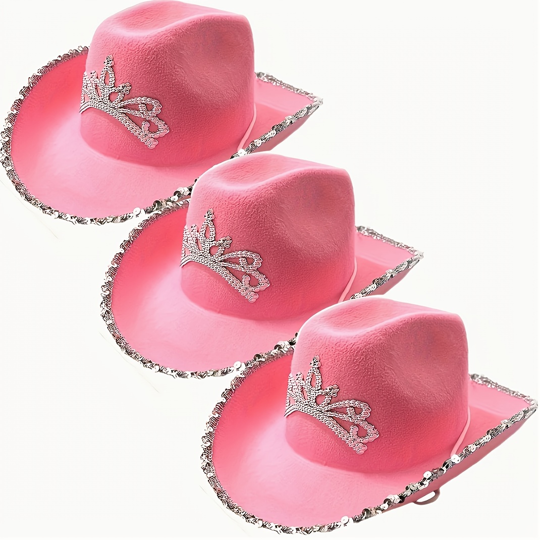 TEMU Halloween Summer Carnival Festival Pink Cowboy Hat Set Style Prom Props Decoration