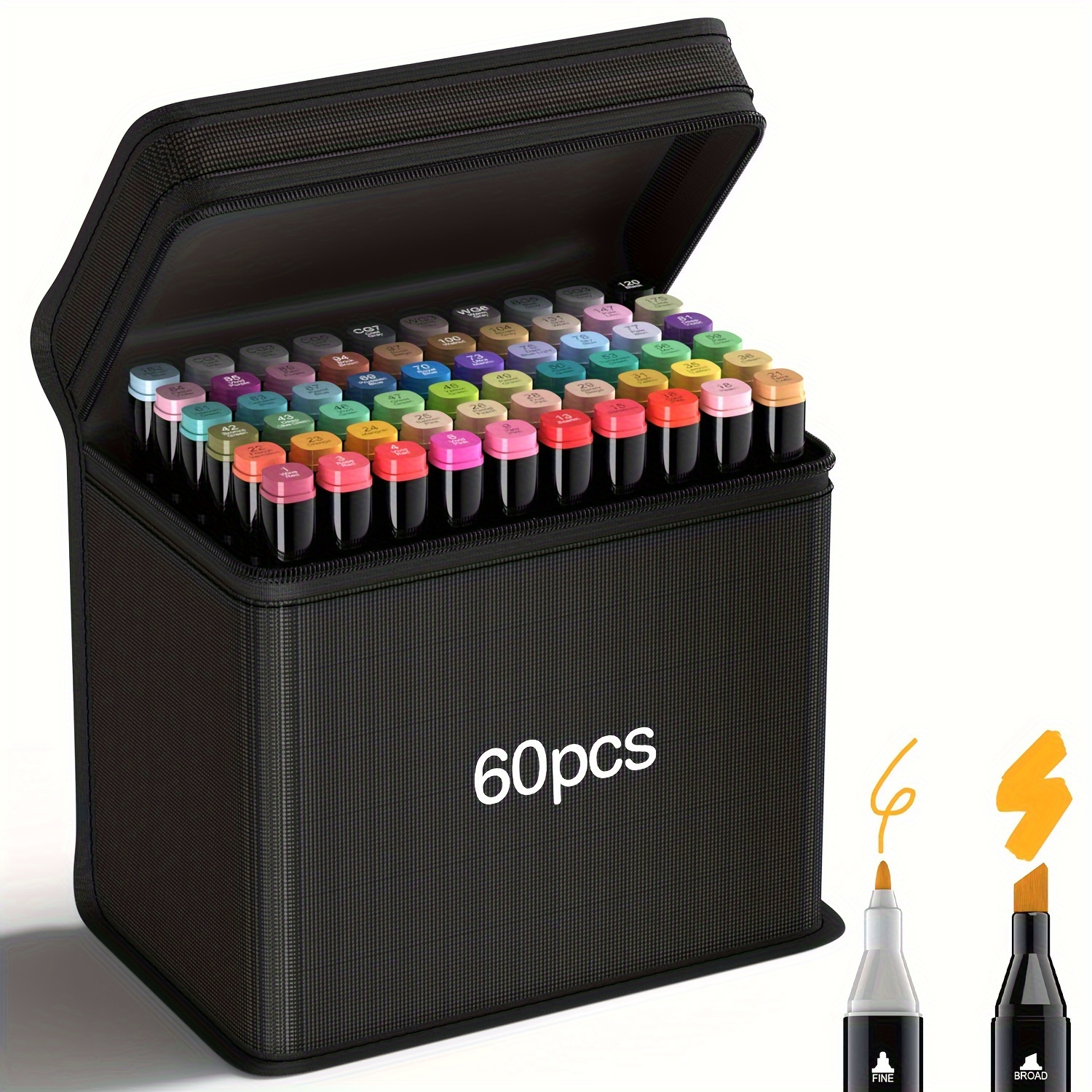 

60-color Marker Set, Paintable Markers On Both Ends, Used For Drawing Permanent Sketch Markers, Coloring Pens