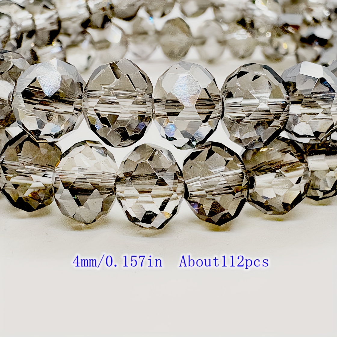 TEMU Perline di vetro da 4/6/8 mm con , 112/82/62 pezzi di perline di artificiale austriaco grigio lucido, adatte per di gioielli, forniture per di