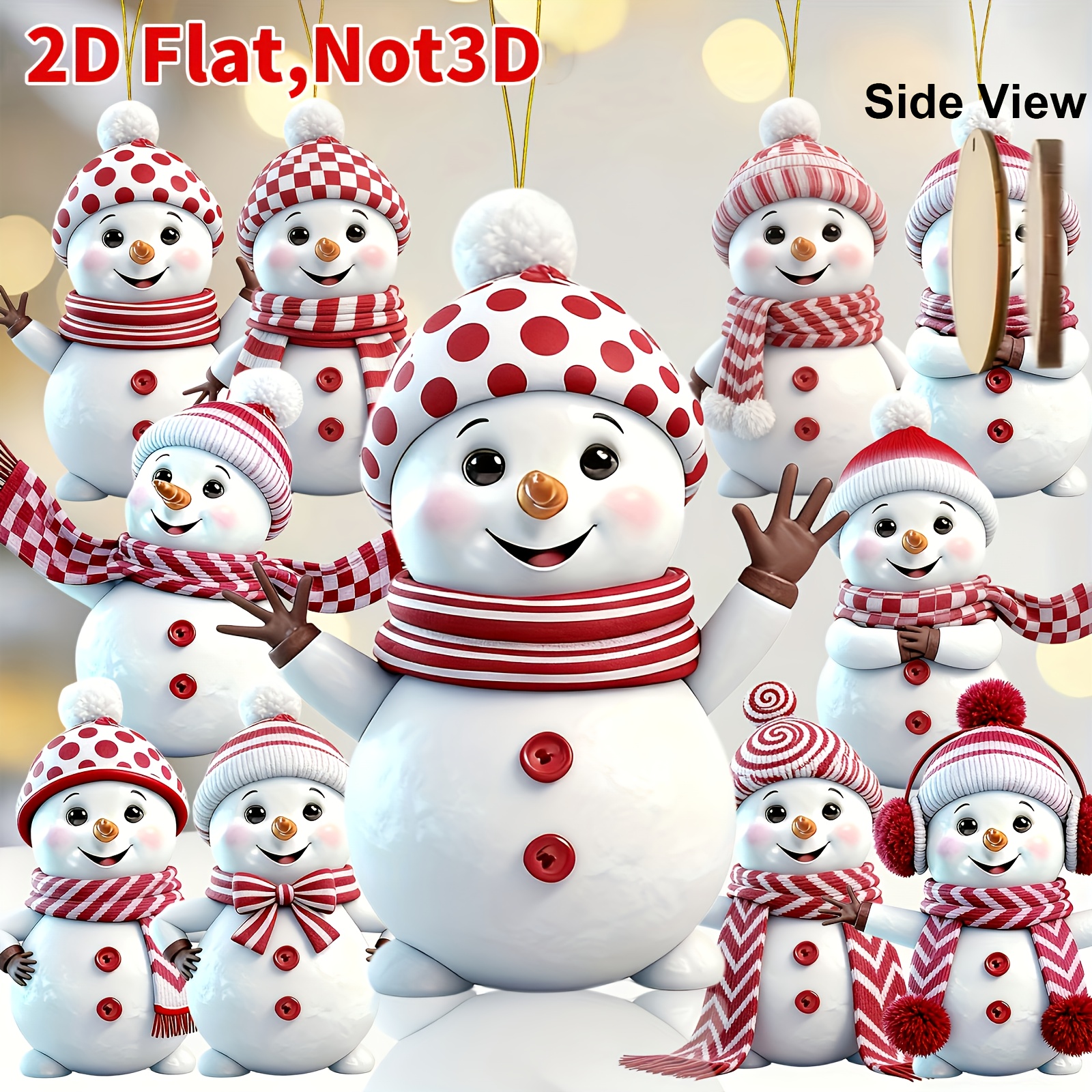 TEMU 2d Flat, 10pcs Christmas Snowman Pattern Wooden Ornaments Thanksgiving Halloween Christmas Party Favors Outdoor Decoration Wooden Tree Toppers