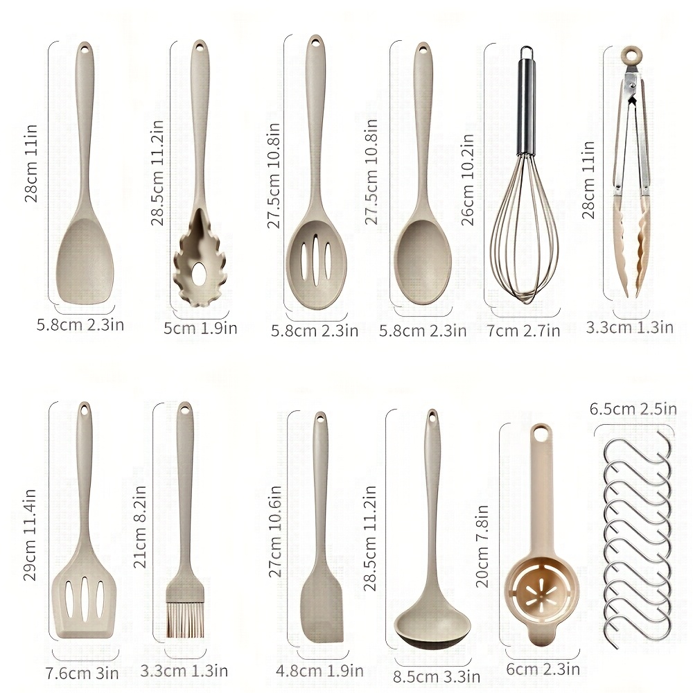 32pcs Set, Integrated Silicone Kitchen Utensil Set with Storage Bucket, Heat-Resistant Cooking Tools, Non-Stick Silicone Spatula And Spoon, Whisk, Food Tongs, Baking Tools, Oil Brush, Spoons, Measuring Cups, Kitchen Utensils, Kitchen Supplies