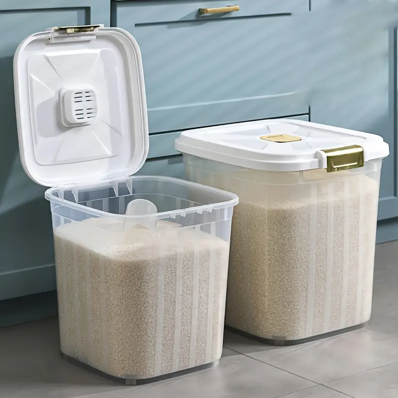 1pc large airtight grain storage container moisture proof transparent with white lid durable polypropylene ideal for kitchen pet food organization Product details 3