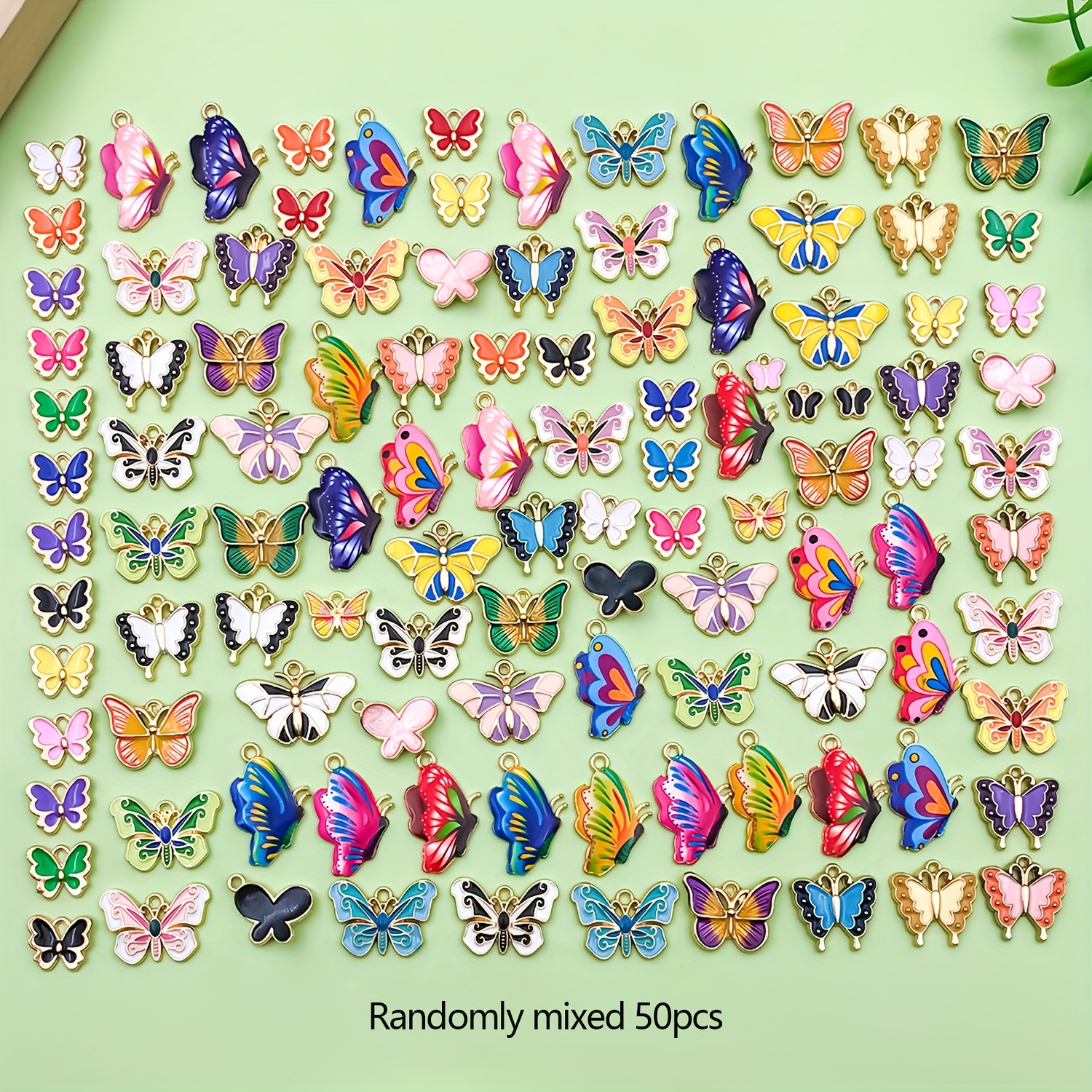 TEMU 50/100pcs Assorted Enamel Charms - Vibrant Multicolor Metal Pendants With Intricate Patterns For Making, Earrings, Necklaces, Bracelets,