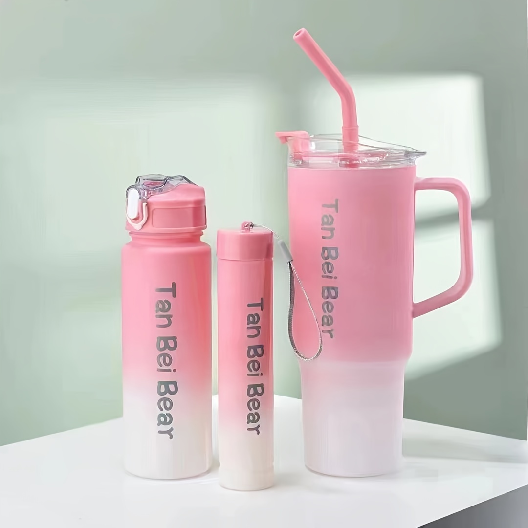 

3pcs, 1500ml+900ml+300ml Gradient Color Portable Combination Sleeve Cup, Outdoor Sports Car Water Bottle, Leak-proof Water Cup, Suitable For Fitness Camping School Gift