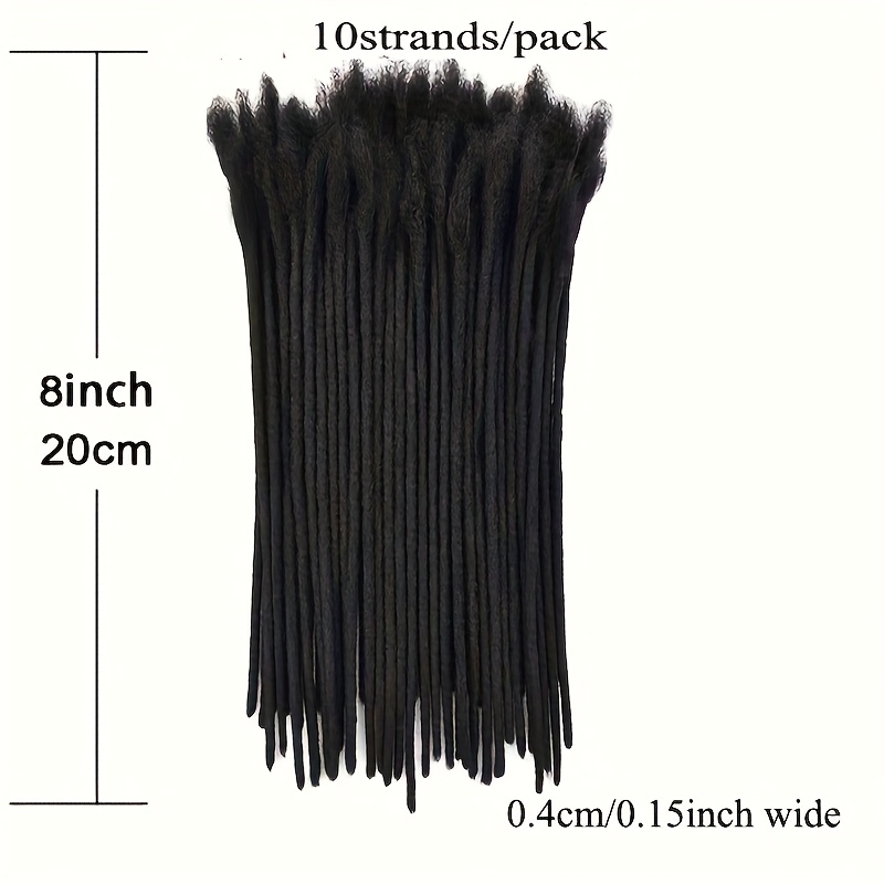 Image of 0.4cm Width Natural Human Hair Dreadlock Extensions Men/women, Full Handmade Permanent Loc Extensiosn Real Human Hair, 8 Inch 10 Strands/pack For Christmas And Black Friday.