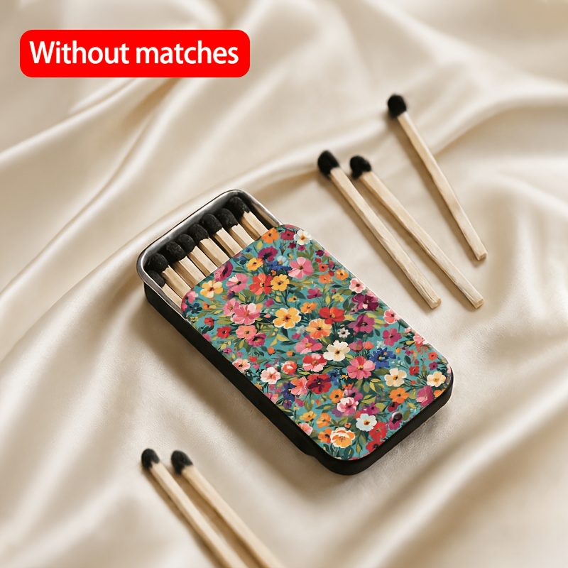 TEMU 1pc Field Metal Matchbox, Easy And Portable Retro Matchbox, Compact Slide-open Metal Box, Decorative Storage Box For Daily Use, Does Not Contain