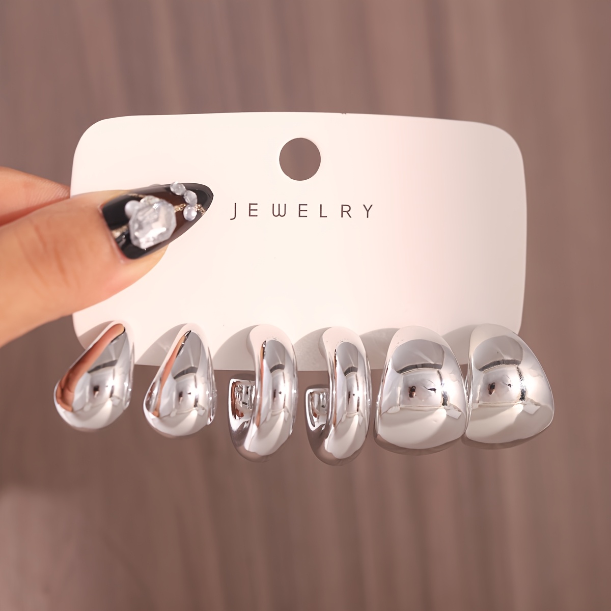 12pcs Teardrop & C Shaped Earring Set Chunky Acrylic & Iron Studs Parties Casual
