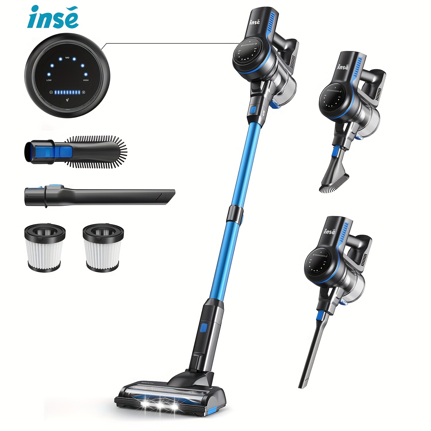 

Inse S7p Cordless Vacuum Cleaner, 26kpa Stick Vacuum With Strong Brushless Motor, 6 In 1 Lightweight Stick Cleaner For Home, 45 Min Detachable Battery, For Carpet Pet Hair, Gold