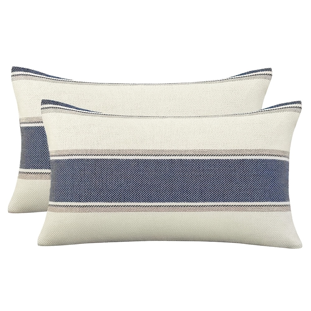 TEMU Dokriy 2pcs Farmhouse Throw Pillow Cover Cushion Stripe Decoration Buffalo Retro Pillowcase (single Side, No Pillow Core)