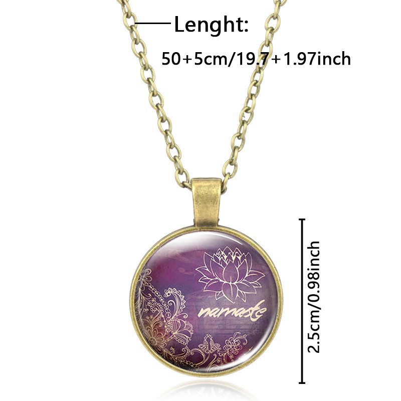 Brown Metal Glass Inlay Colorful Pattern Necklace