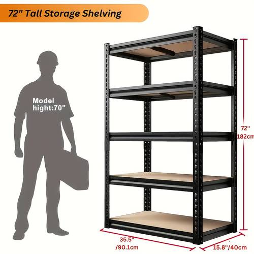 2000 lbs capacity 60 72 5 tier heavy duty adjustable garage storage rack black polished metal easy assembly suitable for closet pantry garage organization industrial shelving utility rack utility racks