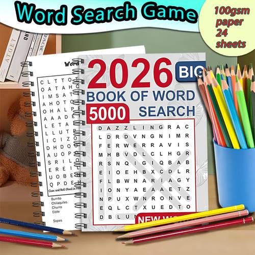 2026 new release 24page spiral bound adult colouring book large print edition word puzzle art activity book adult stress relief art journal relaxing gift for