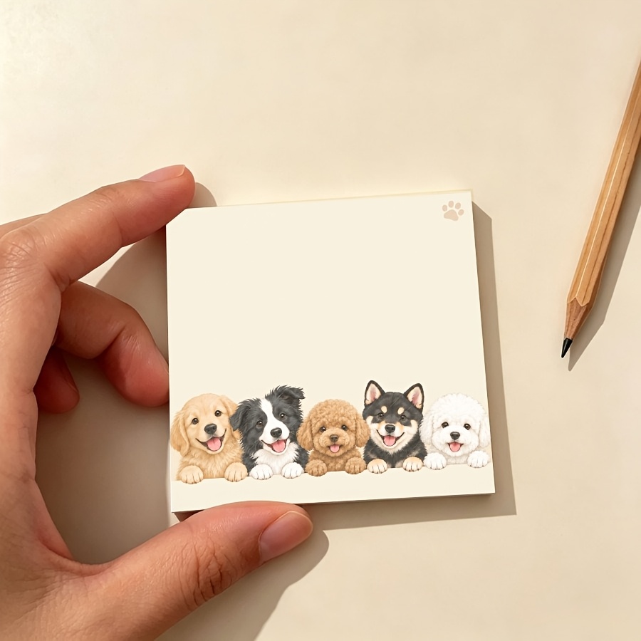TEMU Bloc-notes Chiot avec Golden Retriever, et Husky Kawaii - Grand Carnet d'Écriture Carré pour Bureau, École, Notes à , Bureau, Cadeau pour