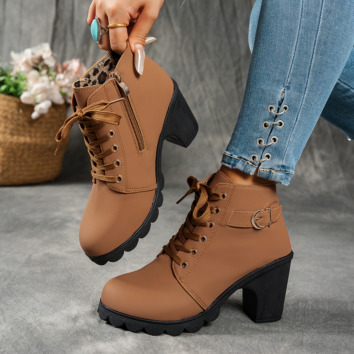 magimobo womens   heel ankle boots with side zipper comfortable   cover decorative   design   versatile casual shoes for casual attire chunky heel versatile ankle boots decorative   boots synthetic cover boots cn35 eu35   13