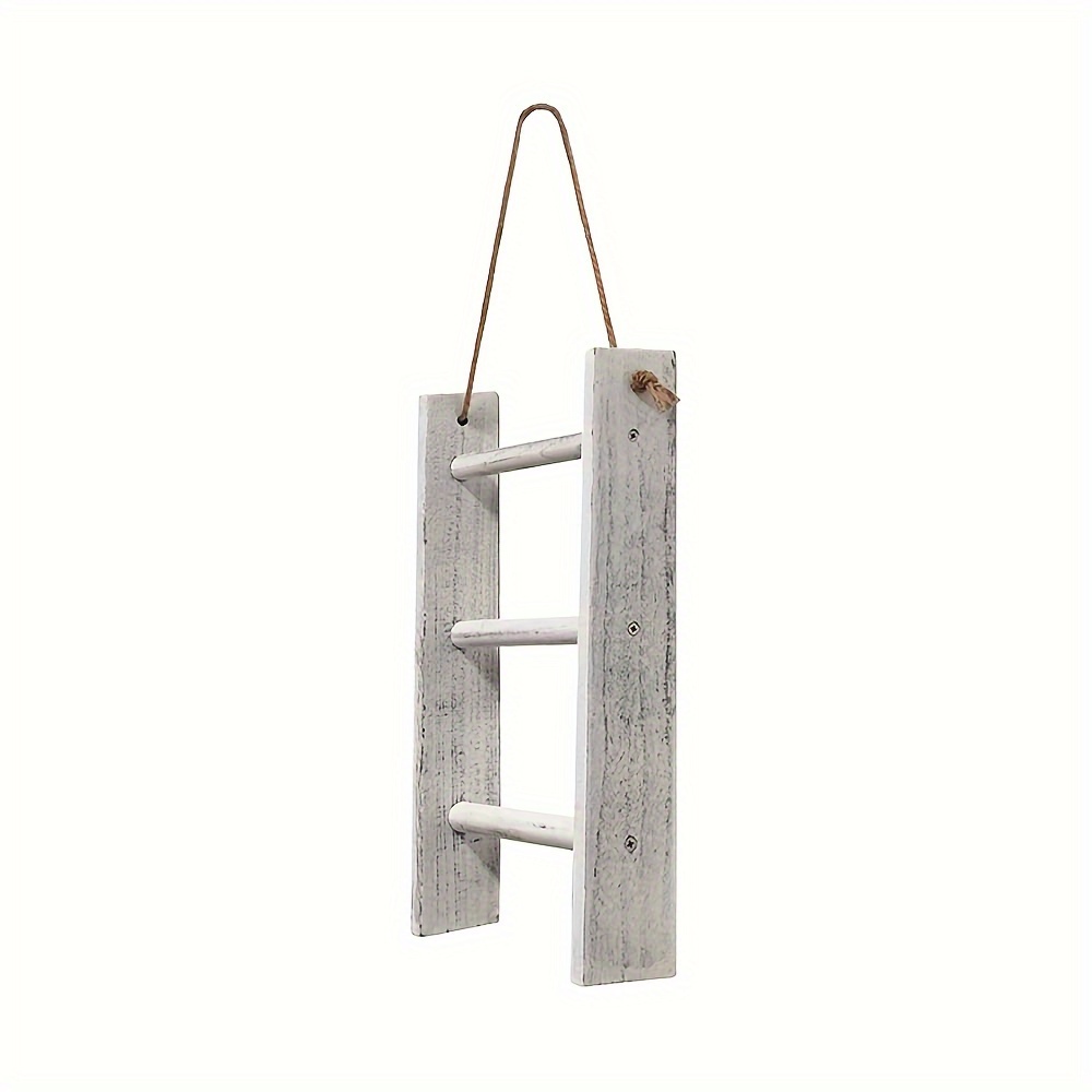 Toallero colgante de estilo rústico de 3 niveles, pequeño toallero colgante  de madera para baño con cuerda, decoración de baño vintage, soporte para