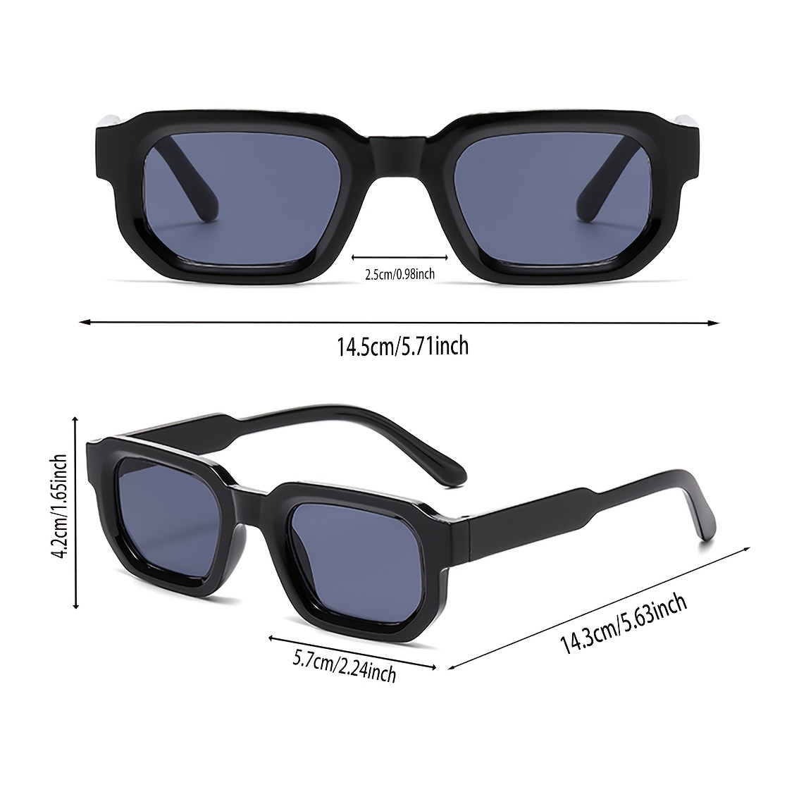 5 Pairs Fashion Combination Set Trendy Retro Square Glasses, Unisex Fashion Glasses, Retro Square Frame, Suitable for Outdoor Travel, Parties