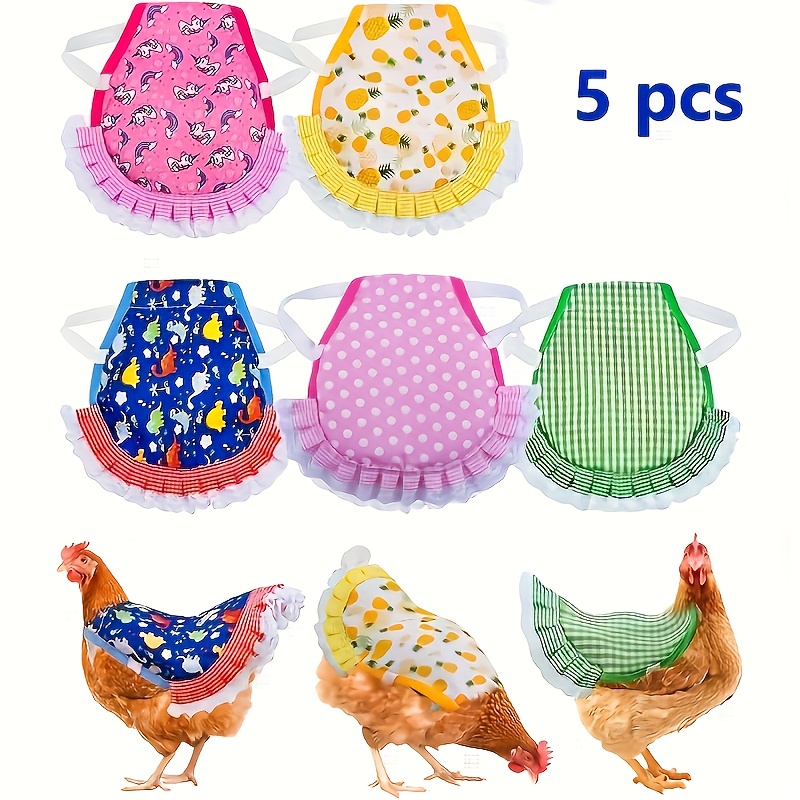 TEMU 5pcs Set Of Colorful Chicken Suits: Breathable And Comfortable Chicken Vests + Anti-pecking Protective Gear. Poultry Protective Clothing, Anti-fighting, Anti-cold, And Sun Protection