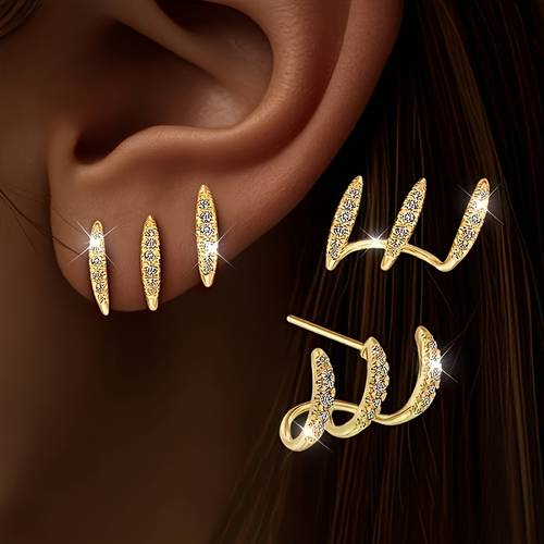 A Pair of Elegant Lady'S Claw-Set Earrings, Dazzling And Luxurious, Suitable for Various Occasions, Hypoallergenic, Perfect for Holiday Gifts