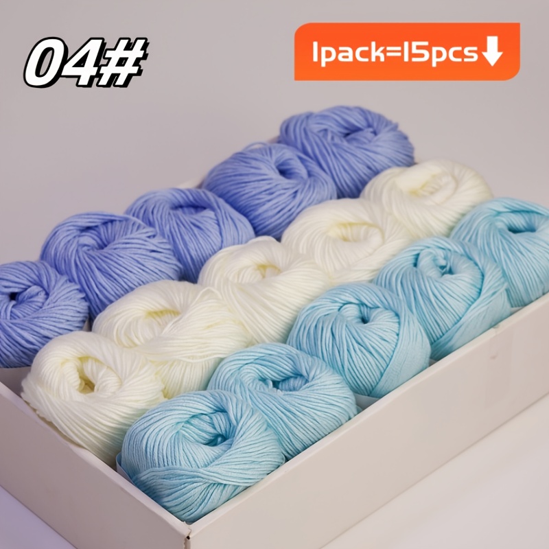 E-shop 15 Stück/750G Luxus Mischseidenfaden Set - 3-Farben Kombination Weiche Creme, Multicolor Handstrickgarn, Geeignet für Decken, Schals,