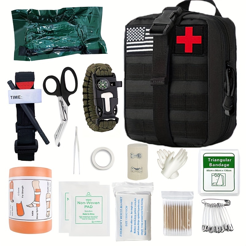 IFAK Kit de trauma, kit de primeros auxilios médicos militares con  torniquete, bolsa de supervivencia de emergencia para suministros de equipo  de