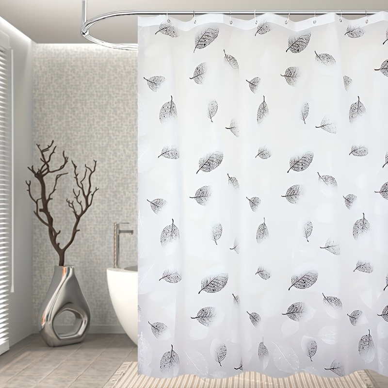 

Leaf Pattern Waterproof Shower Curtain With Hooks - Easy-clean Plastic, Decorative Bathroom Accessory, Or New Year Gift