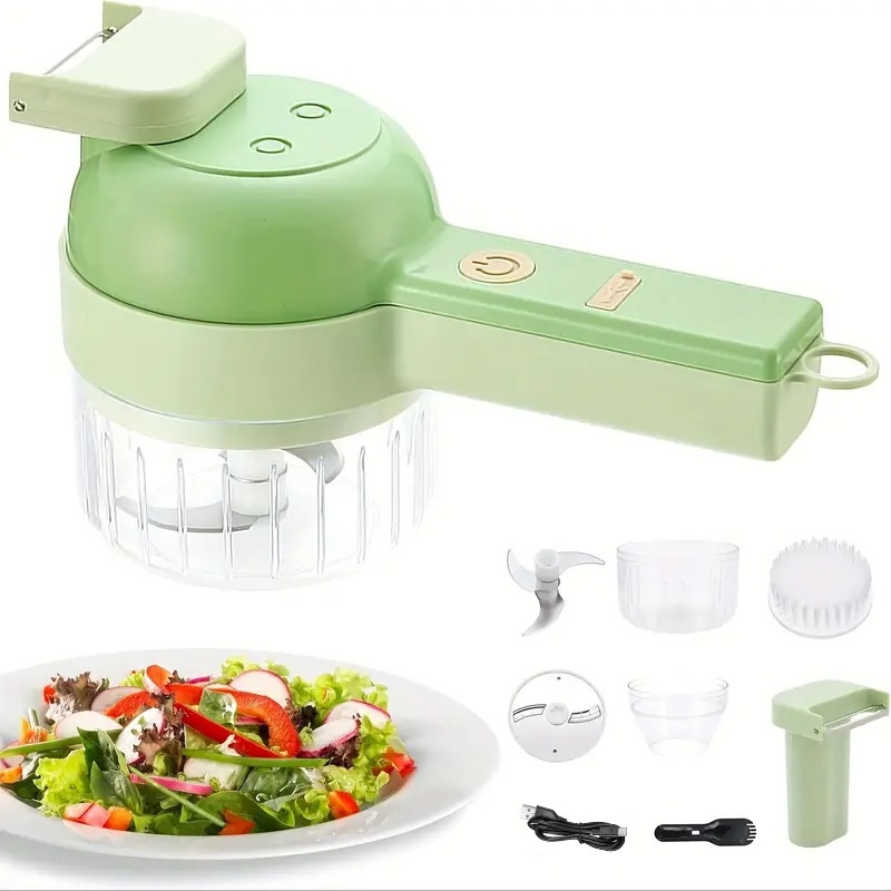 kitchen small appliance multifunctional food chopper 5 in 1 handheld electric vegetable cutter for home use portative eletric fruit and veggie   blender combo rechargeble wireless processor   used as an electrical brush suitable for   onion celery ginger etc cooking prep assistant modern kitchen tool easy to hold stylish utensil Product details 5