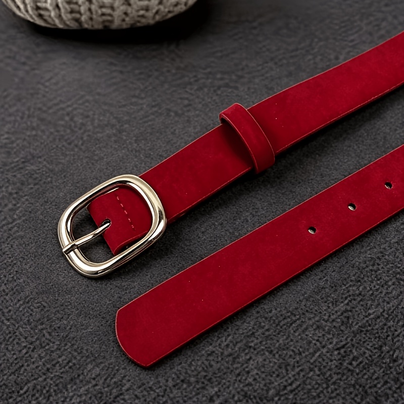 TEMU Vintage Red Women's Belt, Women's Golden Buckle Narrow Belt, Summer Dress Decor Belt, Jeans/skirt/trousers Narrow Waist Cincher, Adjustable