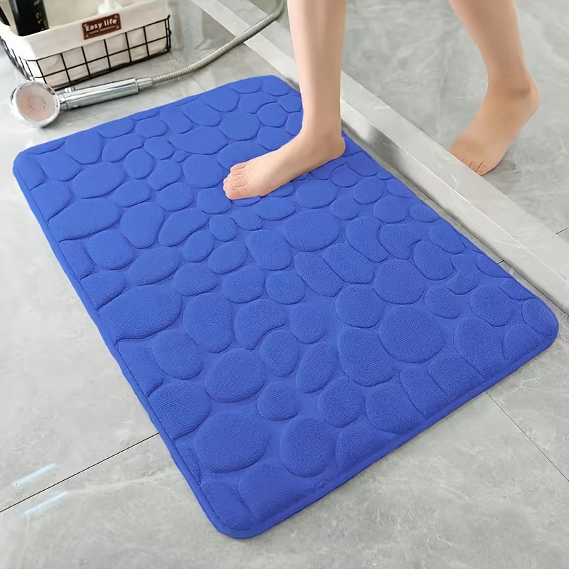 

Ultra-soft Coral Velvet Bath Mat With Embossed Pebbles - Non-slip, Absorbent Bathroom Rug For Shower & Tub - Machine Washable Polyester Floor Mat